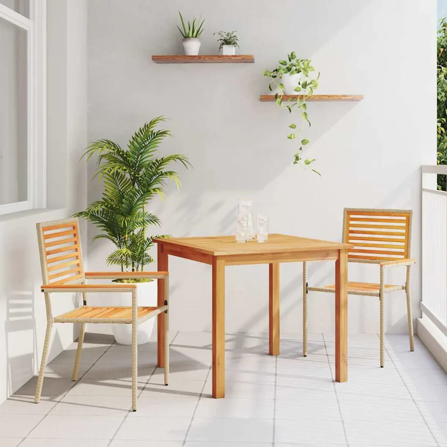 Ensemble de salle à manger pour jardin 3 pcs Beige