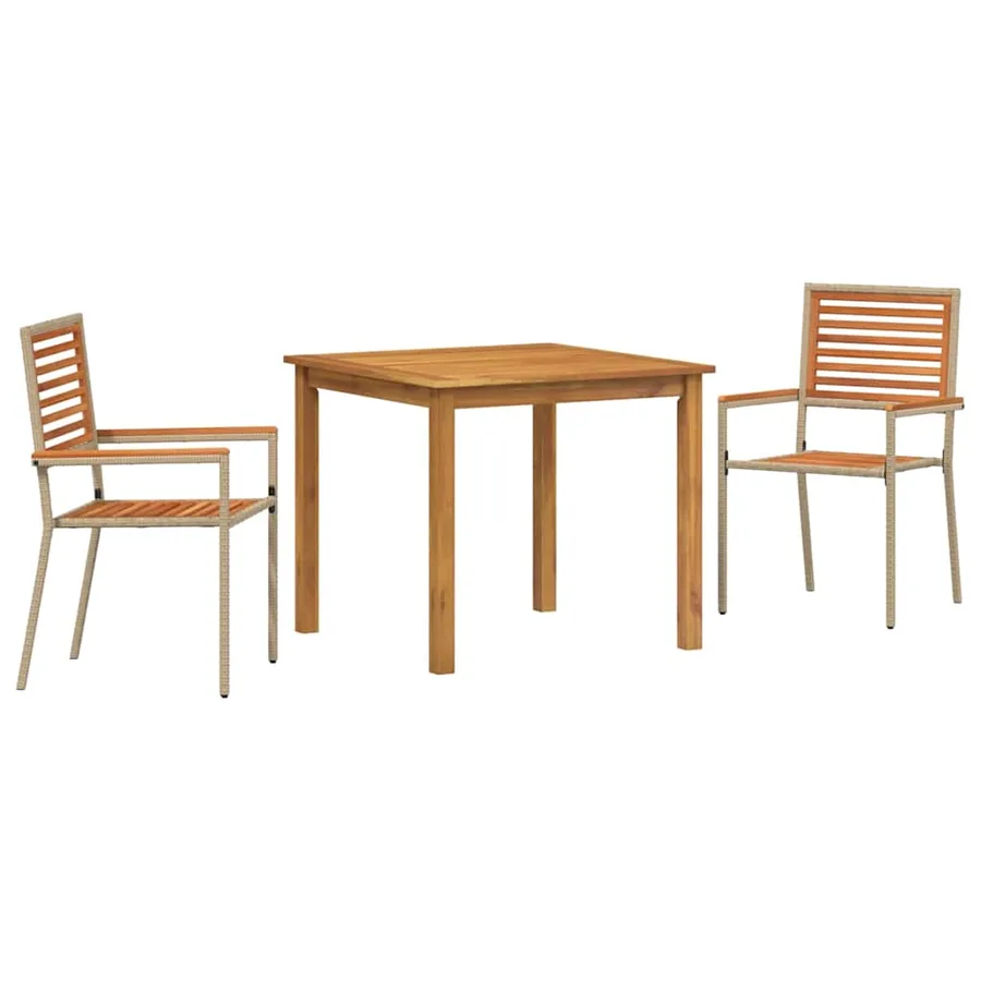 Ensemble de salle à manger pour jardin 3 pcs Beige - 2