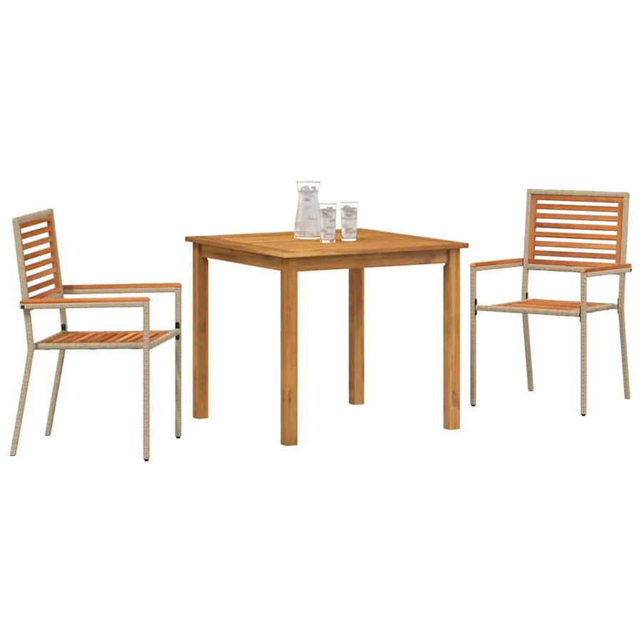 Ensemble de salle à manger pour jardin 3 pcs Beige - 3