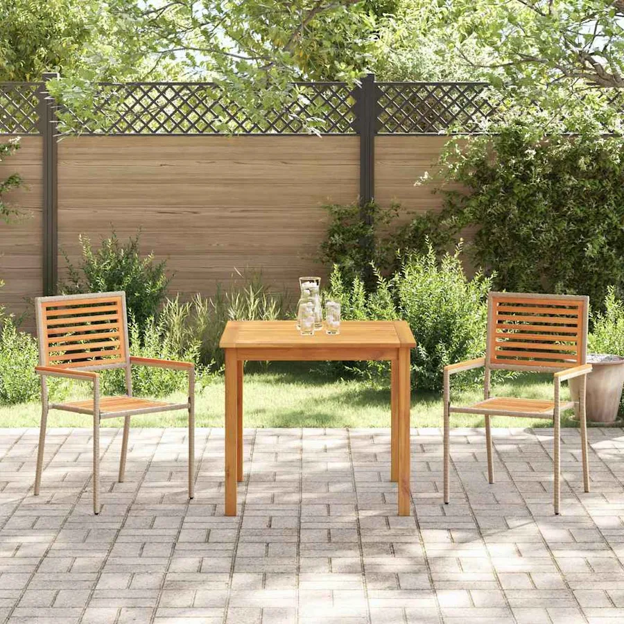 Ensemble de salle à manger pour jardin 3 pcs Beige - 4