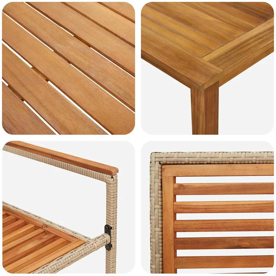 Ensemble de salle à manger pour jardin 3 pcs Beige - 9