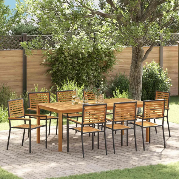 Ensemble de salle à manger pour jardin 9 pcs Noir