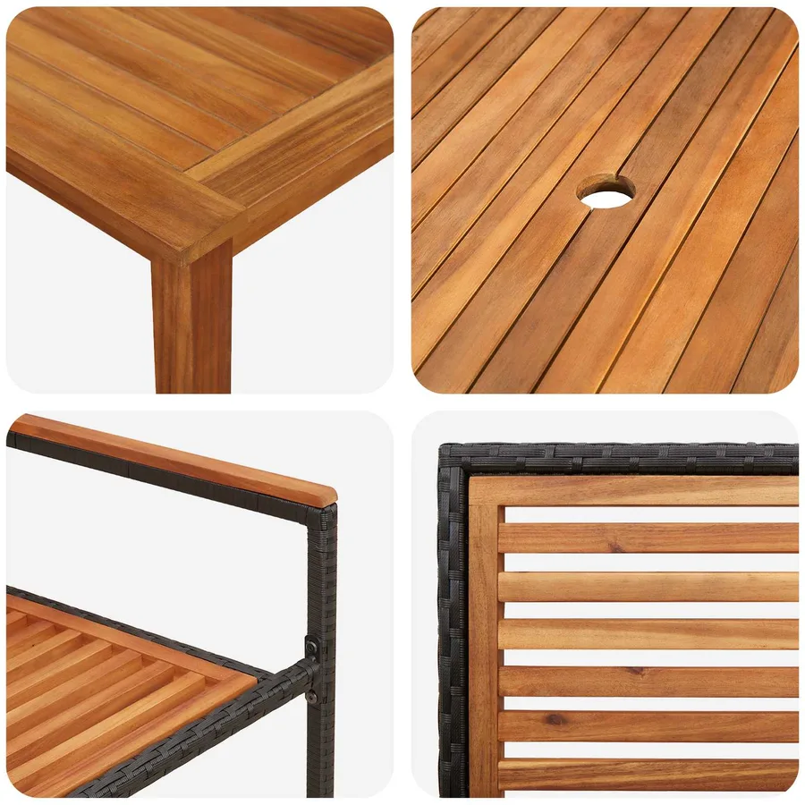 Ensemble de salle à manger pour jardin 9 pcs Noir - 12