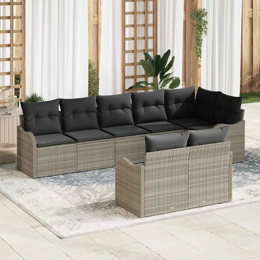 Ensemble de canapé de jardin Gris clair polyrotin