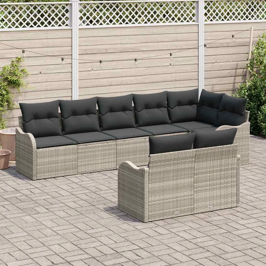 Ensemble de canapé de jardin Gris clair polyrotin - 3