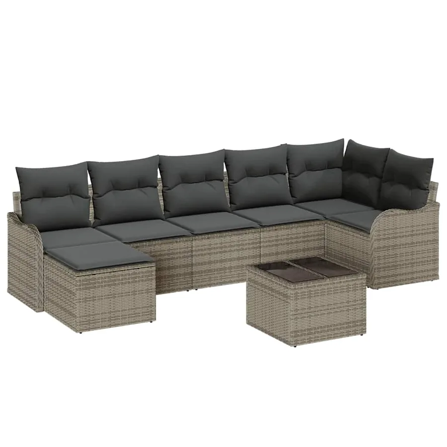 Ensemble de canapé de jardin 8 pcs Gris polyrotin - 2