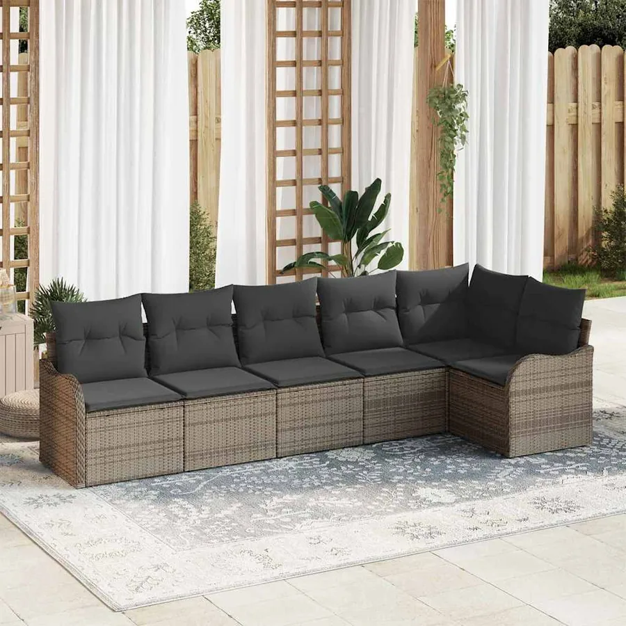 Ensemble de canapé de jardin Gris polyrotin