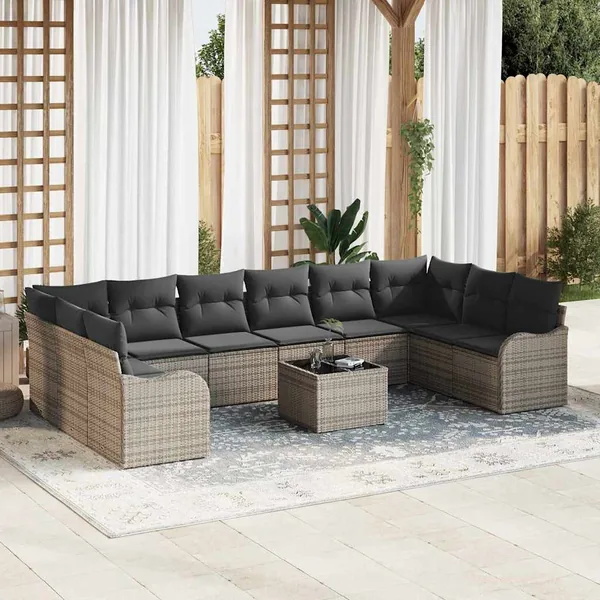 Ensemble de canapé de jardin Gris 55 x 55 x 37 cm polyrotin