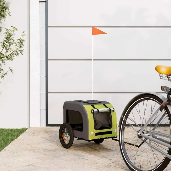 Remorque de vélo pour animaux de compagnie vert et gris