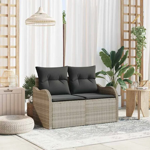 Canapé de jardin Gris clair 121 x 62 x 69cm polyrotin