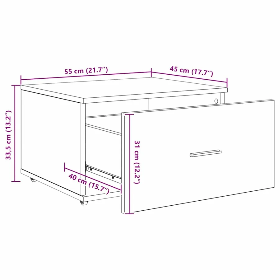 Armoire à tiroirs avec roue Gris béton 55 x 45 x 31 cm - 11