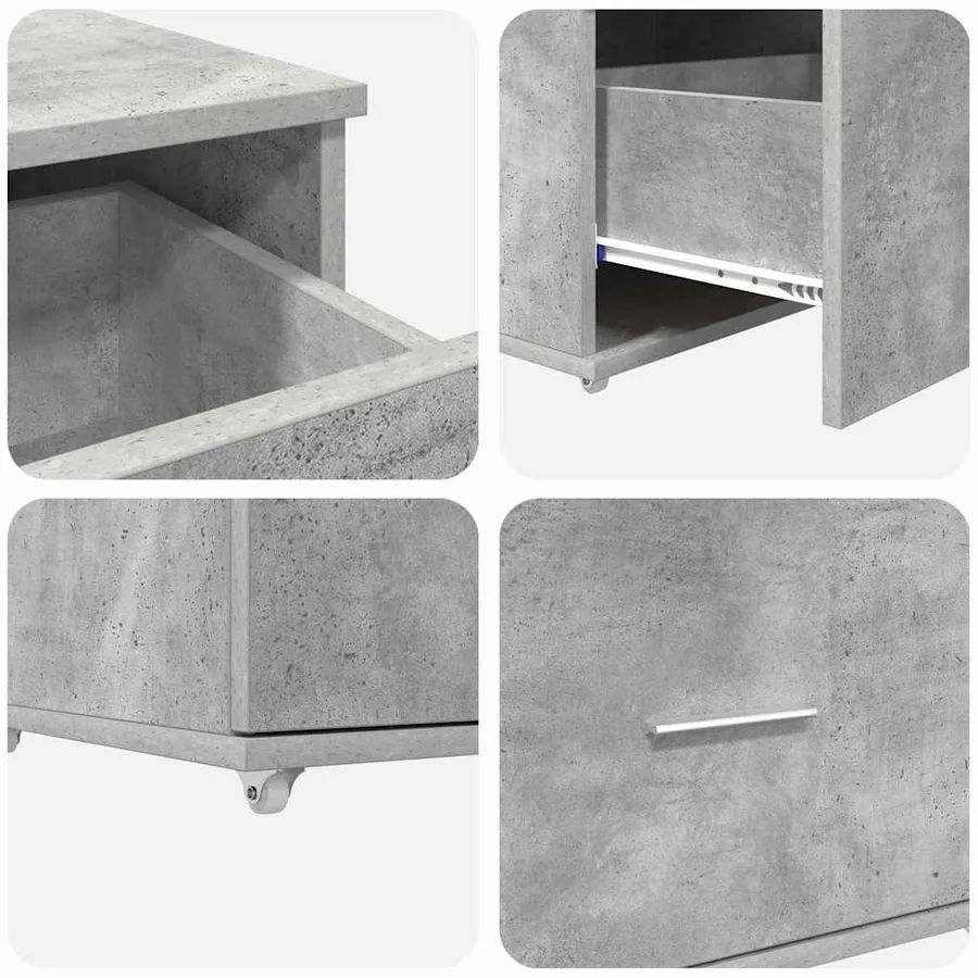 Armoire à tiroirs avec roue Gris béton 55 x 45 x 31 cm - 9
