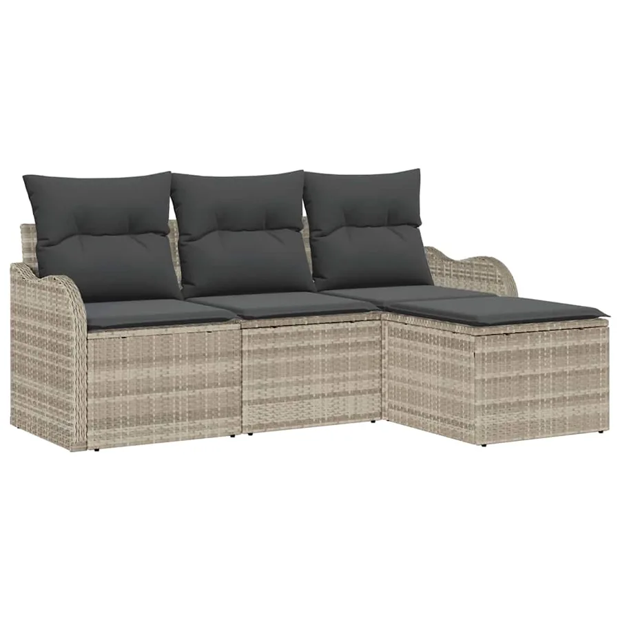 Ensemble de canapé de jardin 4 pcs Gris clair polyrotin - 2