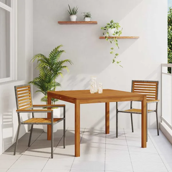 Ensemble de salle à manger pour jardin 3 pcs Gris