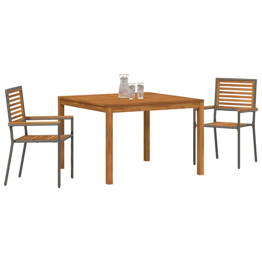 Ensemble de salle à manger pour jardin 3 pcs Gris - 3