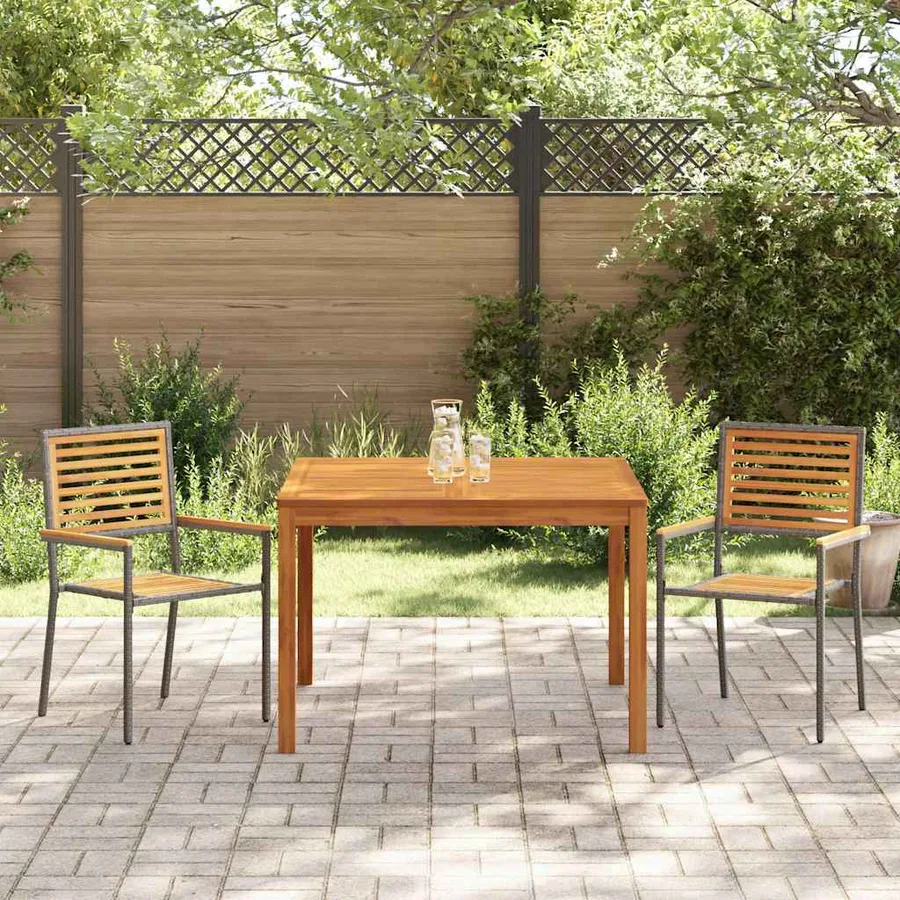 Ensemble de salle à manger pour jardin 3 pcs Gris - 4