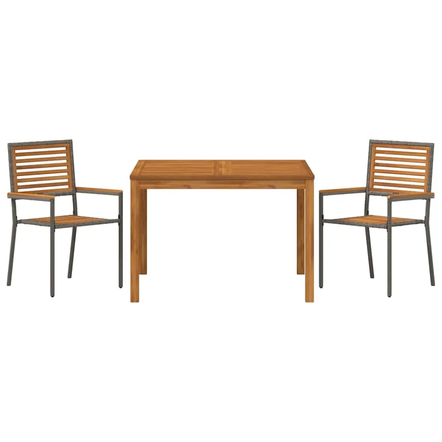 Ensemble de salle à manger pour jardin 3 pcs Gris - 7