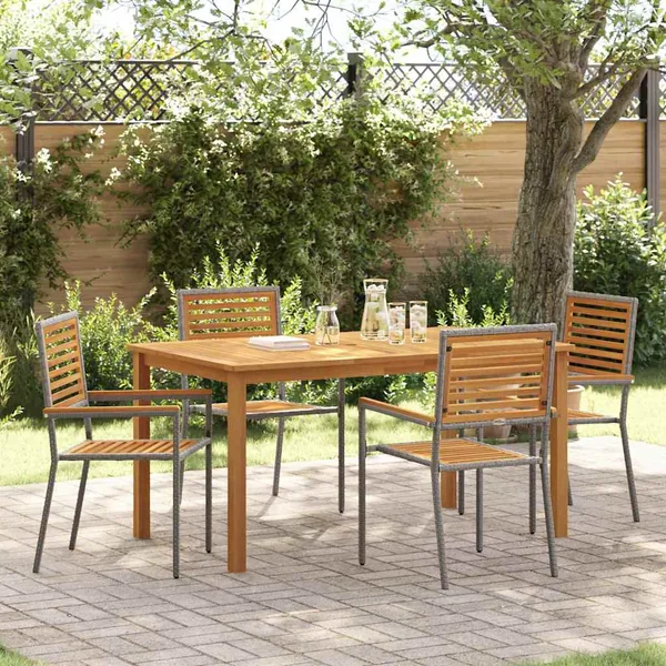Ensemble de salle à manger pour jardin 5 pcs Gris