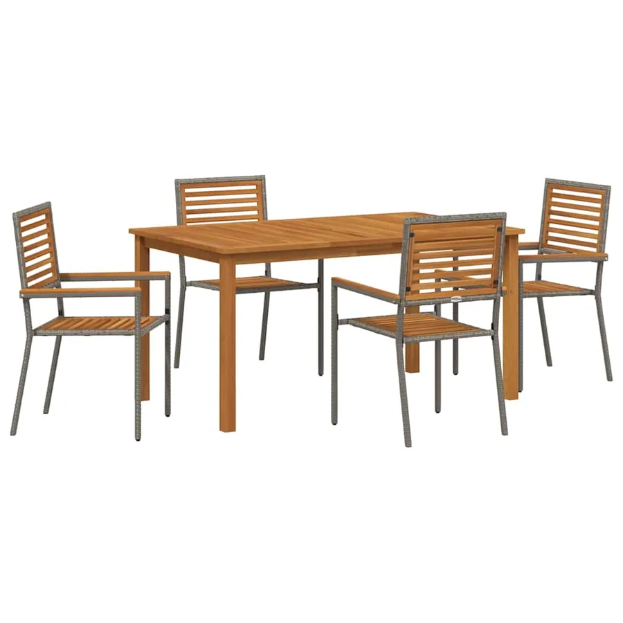 Ensemble de salle à manger pour jardin 5 pcs Gris - 2