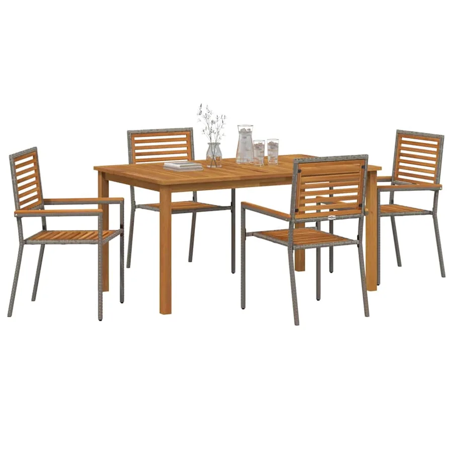 Ensemble de salle à manger pour jardin 5 pcs Gris - 3