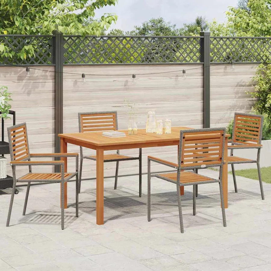 Ensemble de salle à manger pour jardin 5 pcs Gris - 4