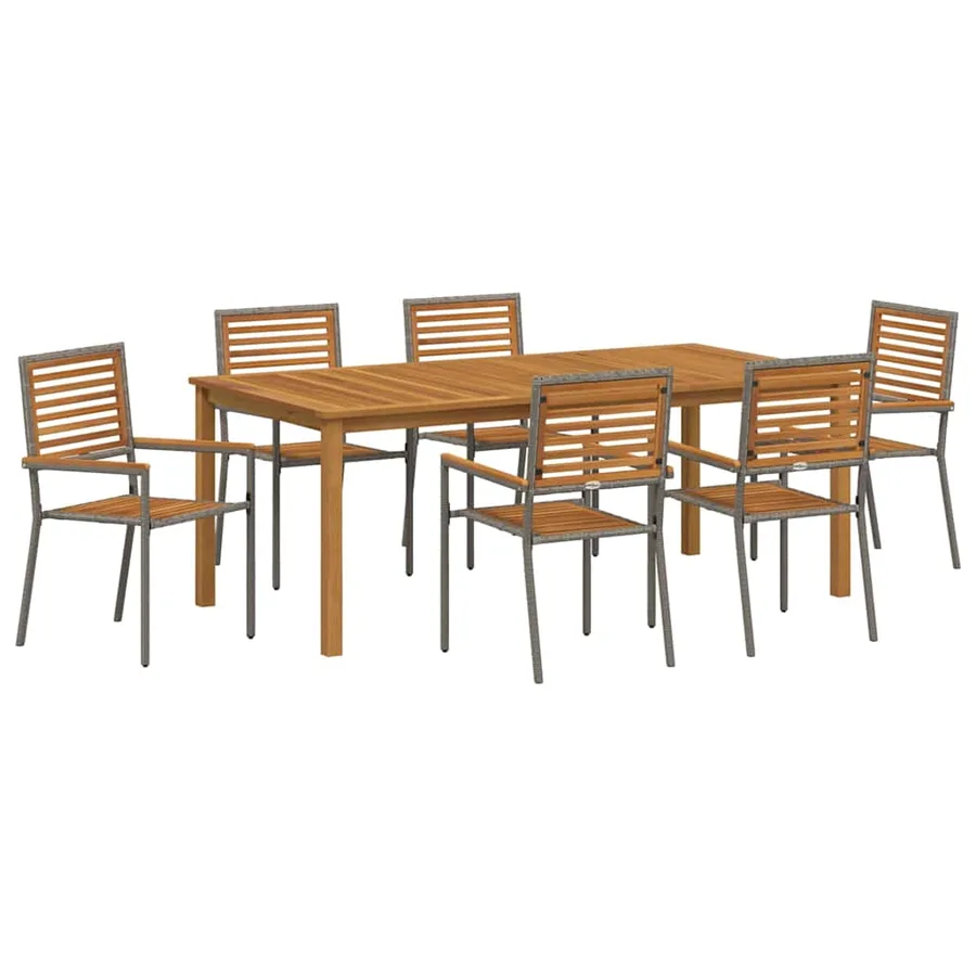 Ensemble de salle à manger pour jardin 7 pcs Gris - 5