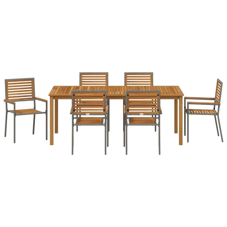 Ensemble de salle à manger pour jardin 7 pcs Gris - 9