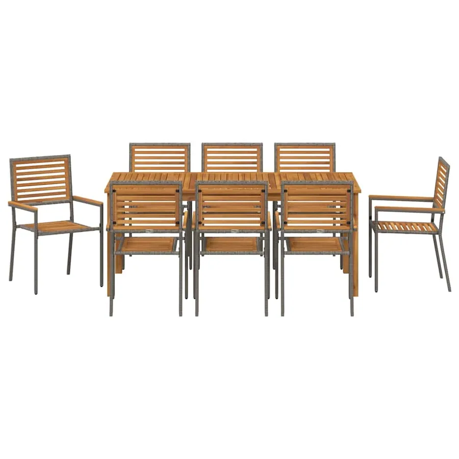 Ensemble de salle à manger pour jardin 9 pcs Gris - 7