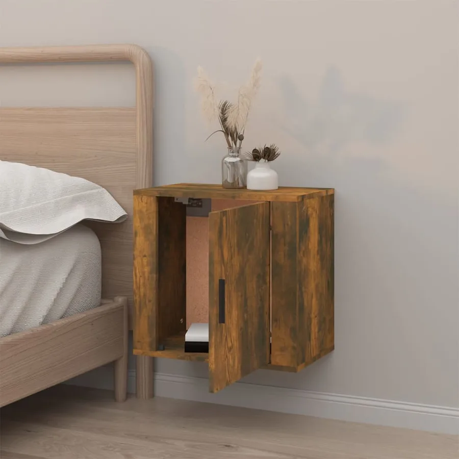 Table de chevet murale Chêne fumé 50x30x47 cm - 3
