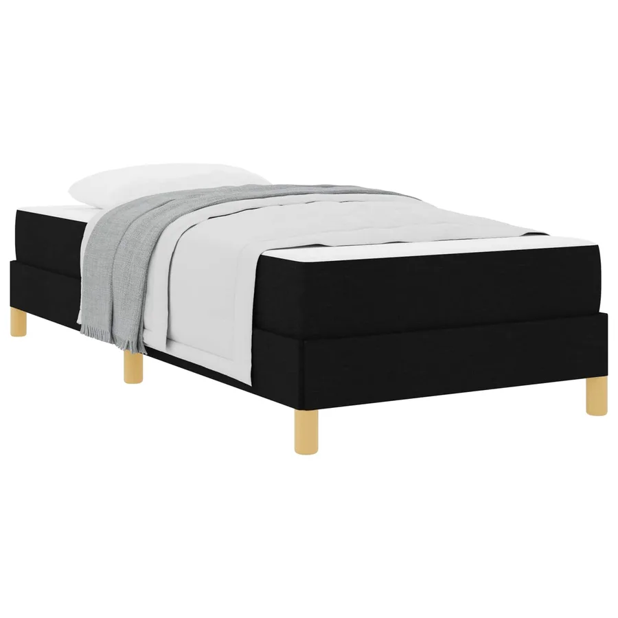 Lit à ressorts avec matelas Noir 90 x 190 cm tissu - 2
