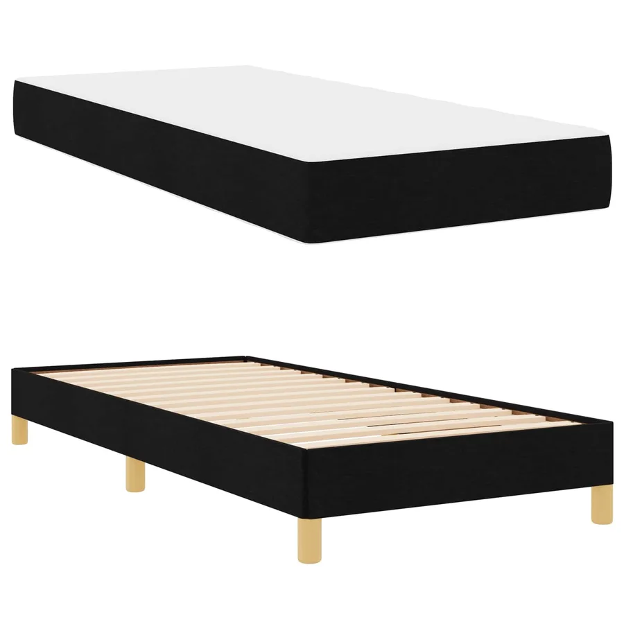 Lit à ressorts avec matelas Noir 90 x 190 cm tissu - 5