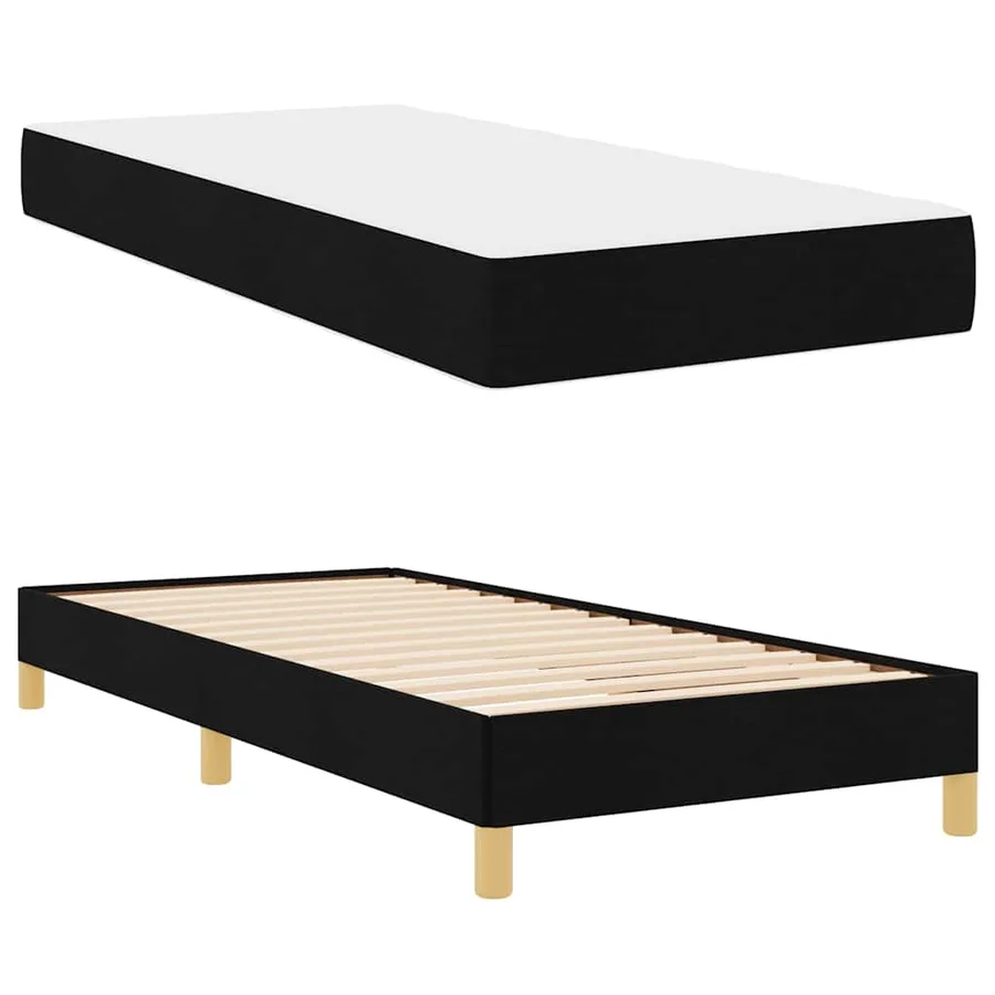Lit à ressorts avec matelas Noir 90 x 190 cm tissu - 6