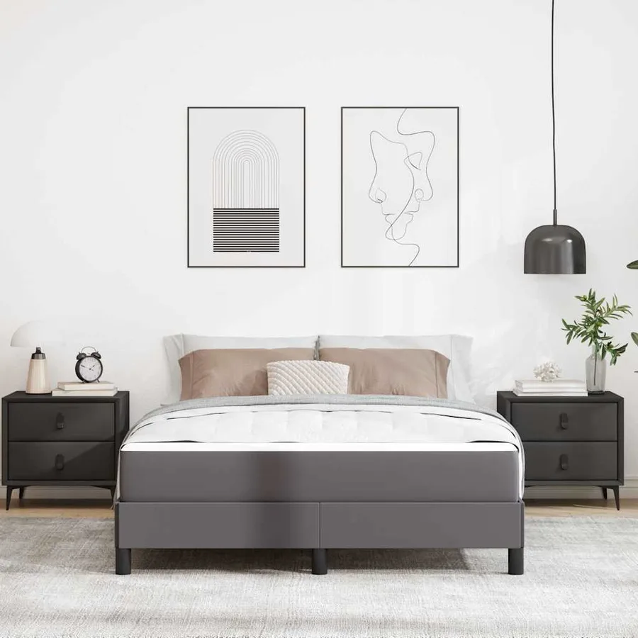 Cadre de lit avec matelas Gris 140 x 200 cm tissu - 3