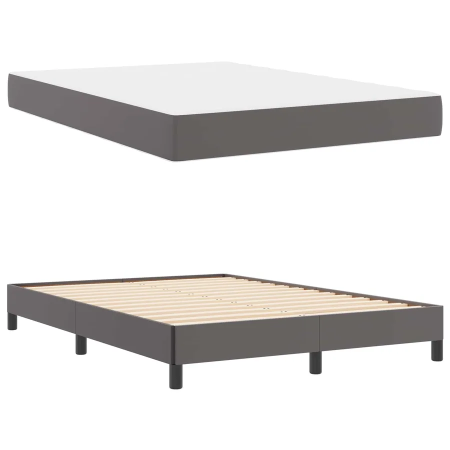 Cadre de lit avec matelas Gris 140 x 200 cm tissu - 5