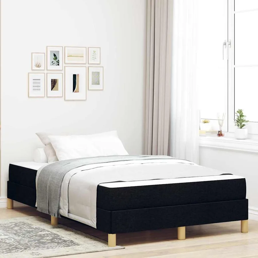 Lit à ressorts avec matelas Noir 120 x 200 cm tissu