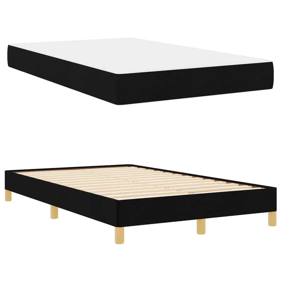 Lit à ressorts avec matelas Noir 120 x 200 cm tissu - 5