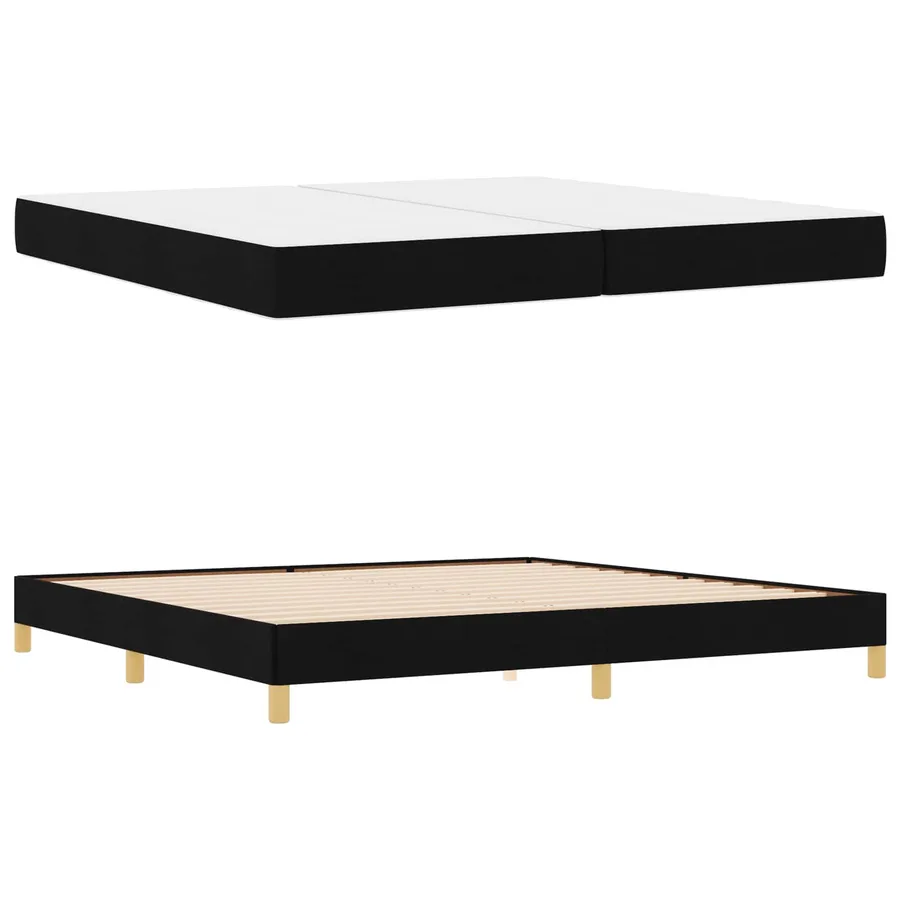 Lit à ressorts avec matelas Noir 200 x 200 cm tissu - 4