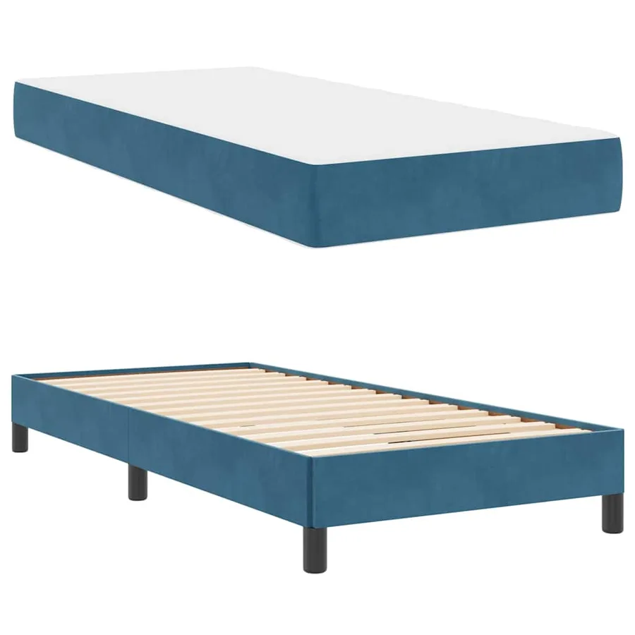 Lit à ressorts avec matelas Bleu foncé 80 x 200 cm tissu - 6