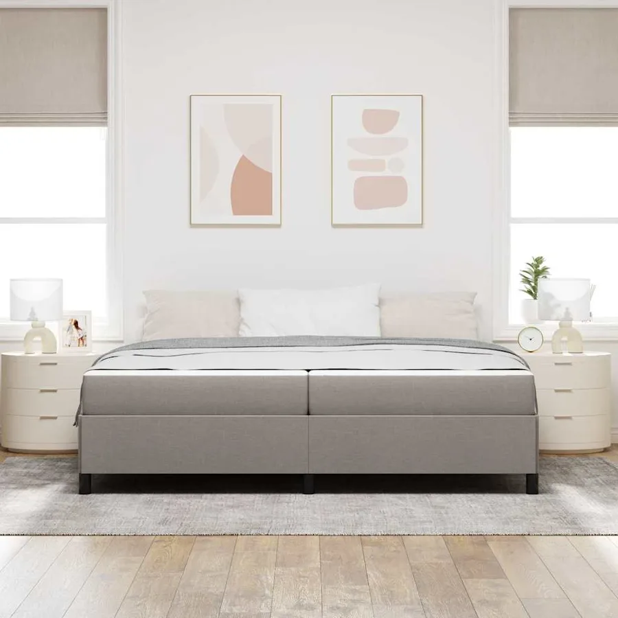 Lit à ressorts avec matelas Taupe 200 x 200 cm tissu - 3