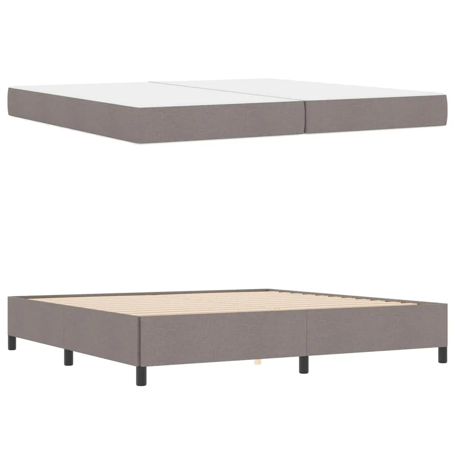 Lit à ressorts avec matelas Taupe 200 x 200 cm tissu - 4