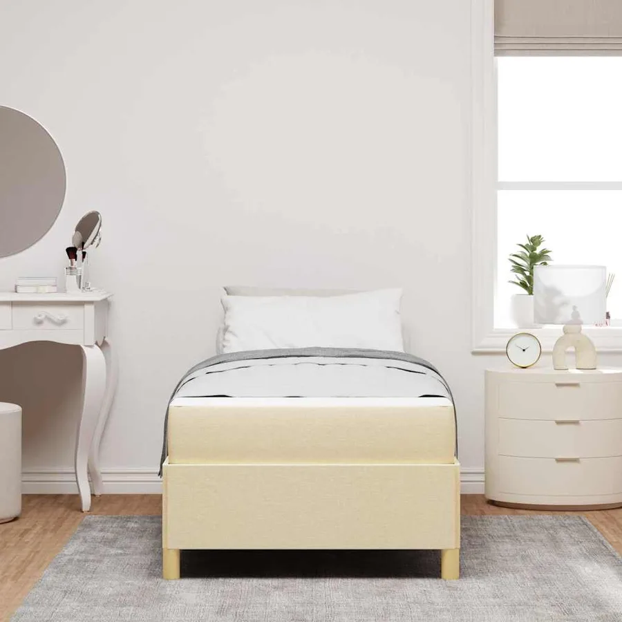Cadre de lit avec matelas Crème 100 x 200 cm tissu - 3