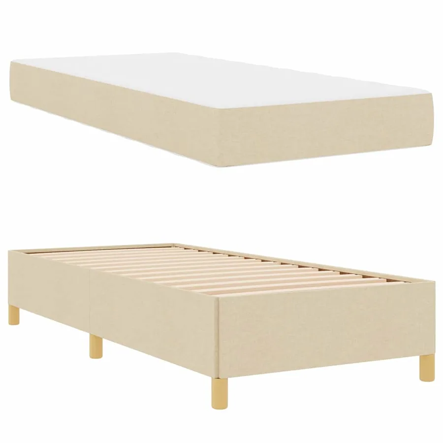 Cadre de lit avec matelas Crème 100 x 200 cm tissu - 6