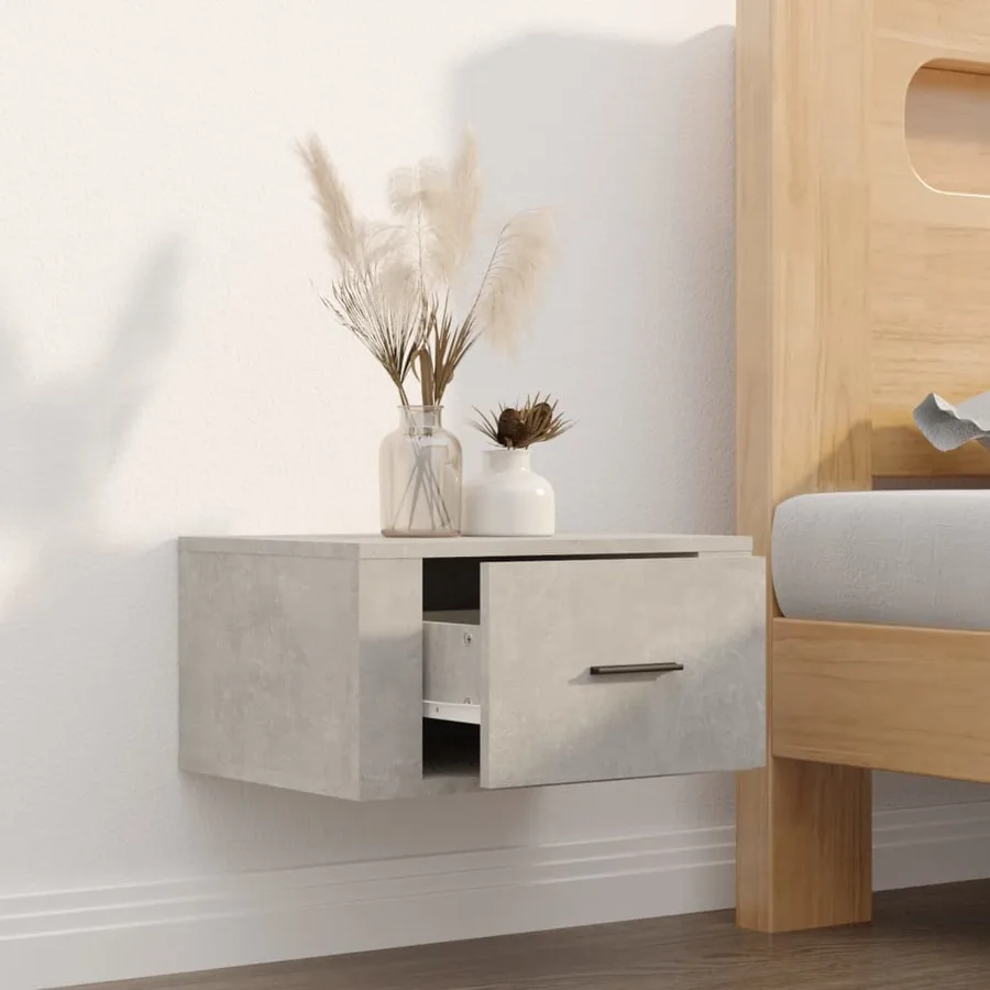 Table de chevet murale Gris béton 50x36x25 cm - 3