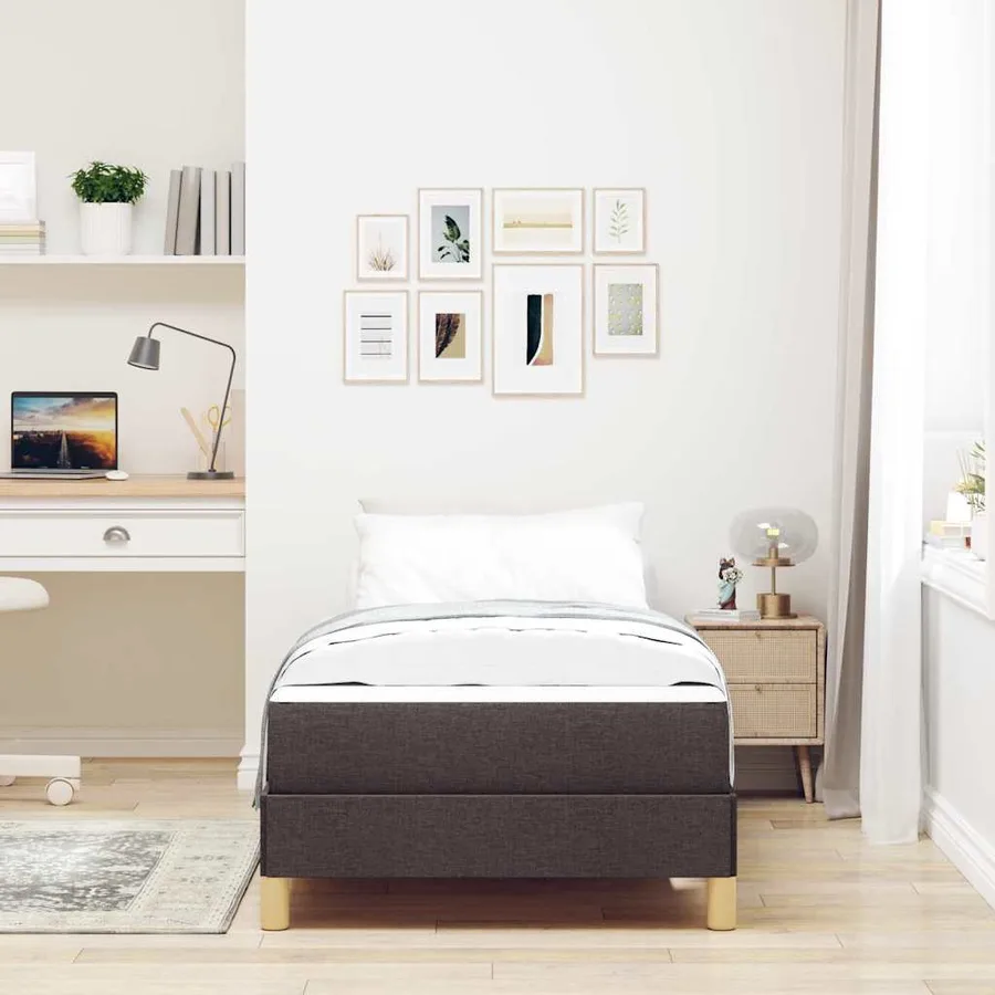 Lit à ressorts avec matelas Marron foncé 80 x 200 cm tissu - 3