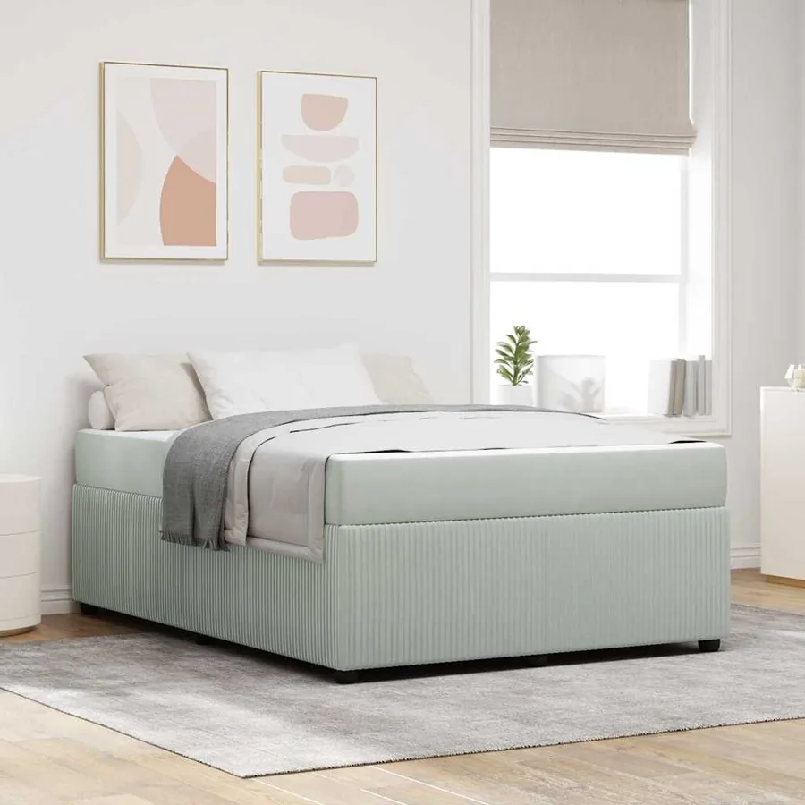 Cadre de lit avec matelas Gris clair 140 x 200 cm tissu