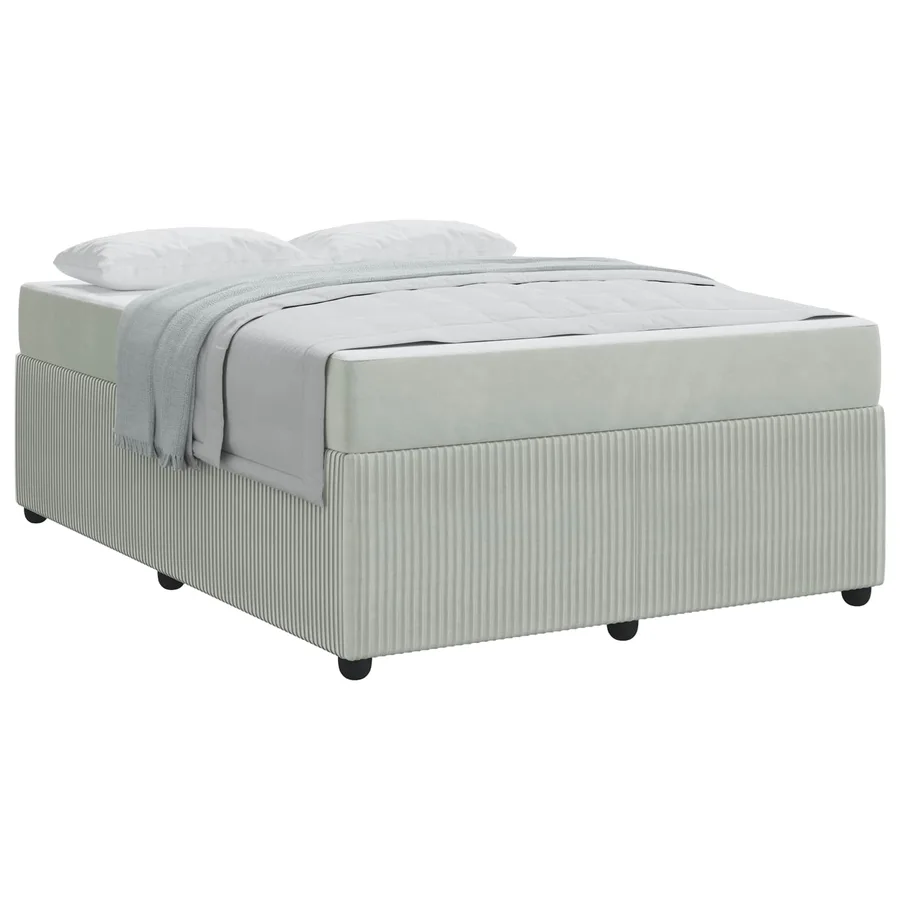 Cadre de lit avec matelas Gris clair 140 x 200 cm tissu - 2