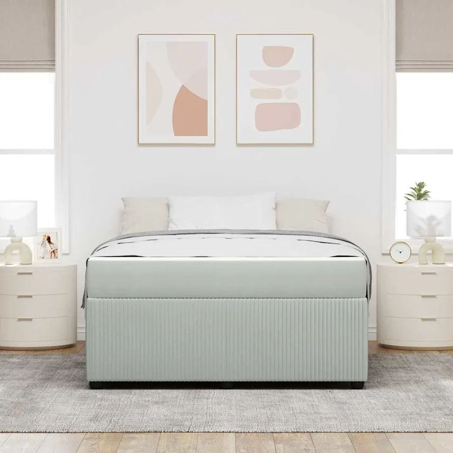 Cadre de lit avec matelas Gris clair 140 x 200 cm tissu - 3