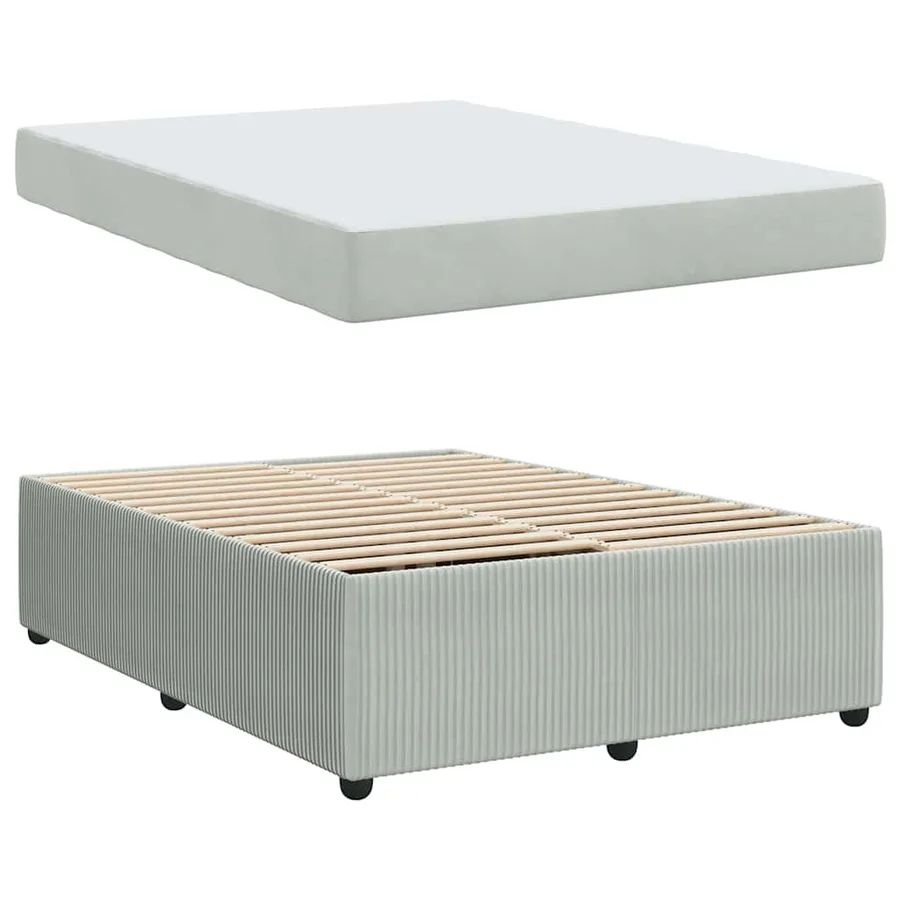 Cadre de lit avec matelas Gris clair 140 x 200 cm tissu - 4