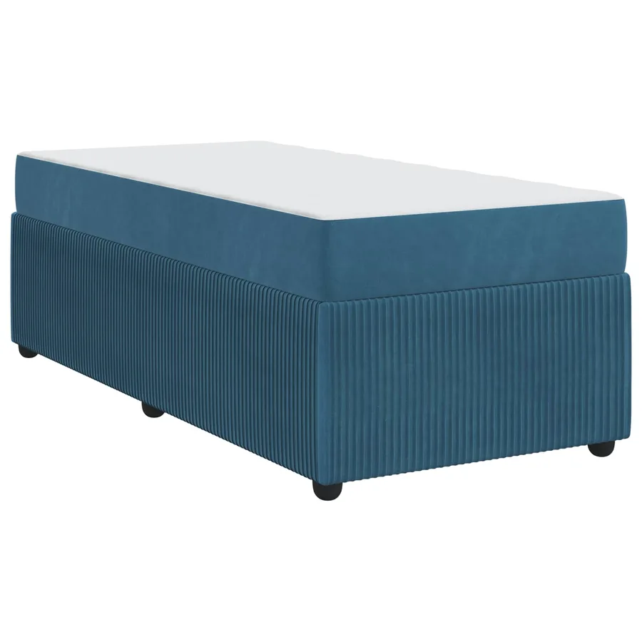 Cadre de lit avec matelas Bleu 80 x 200 cm tissu - 4