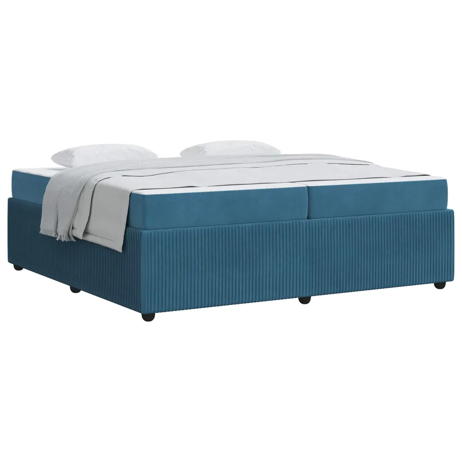 Cadre de lit avec matelas Bleu 200 x 200 cm tissu - 2